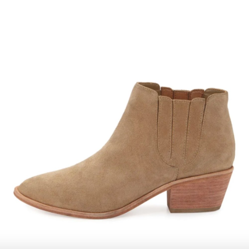 JOIE Barlow Cream Suede Pointed-Toe Bootie, Size 6